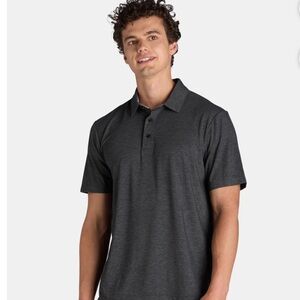 Men’s Grey Three Button Collared Polo Shirt, Large